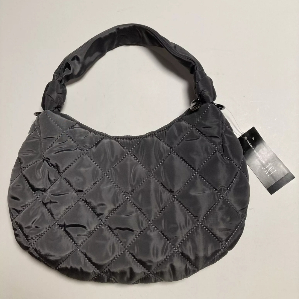 Womens INC International Concepts Quilted Handbag Purse Light Small Gray NWT - Picture 2 of 5
